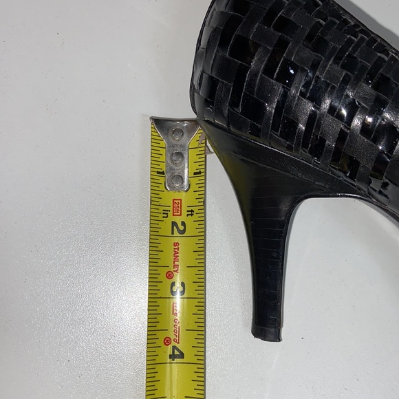 Cole Haan I Black Woven Leather Open Toe Heels 10 - Picture 6 of 8